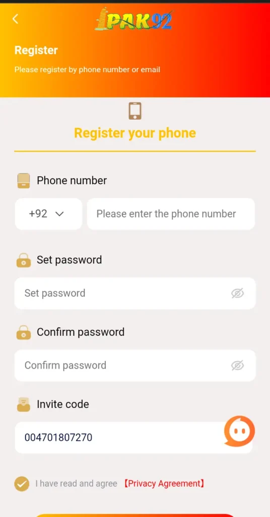 Login Pak92 app